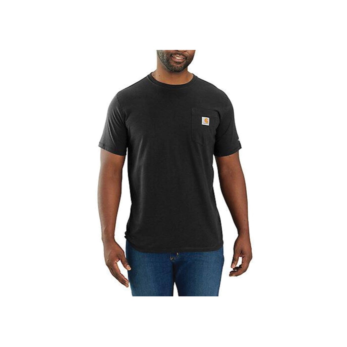 Carhartt T-Shirt, 2XL, Tall, Cotton/Polyester, Black, Raglan, Short Sleeve, Relaxed Fit