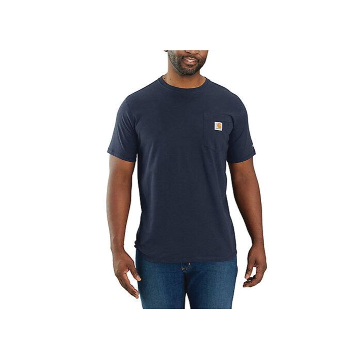 Carhartt T-Shirt, XL, Tall, Cotton/Polyester, Navy, Raglan, Short Sleeve, Relaxed Fit