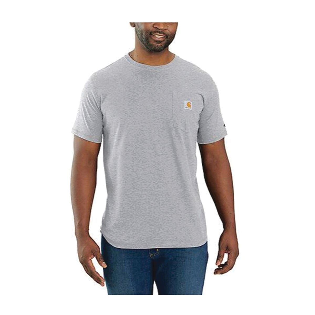 Carhartt T-Shirt, XL, Regular, Cotton/Polyester, Heather Gray, Raglan, Short Sleeve, Relaxed Fit
