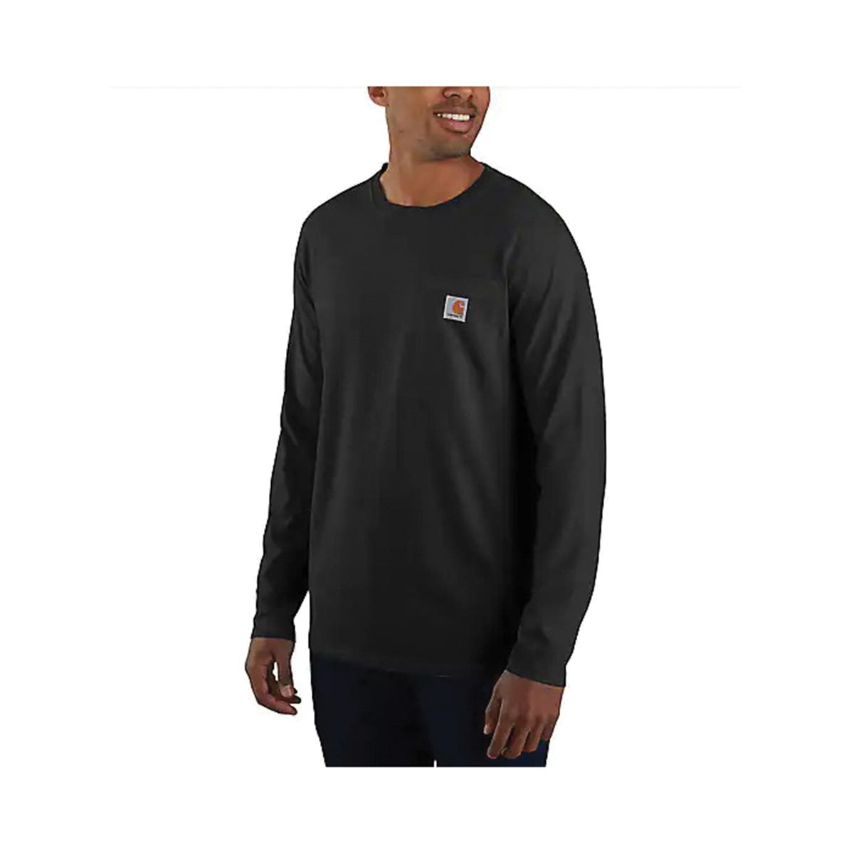 Carhartt T-Shirt, 2XL, Tall, Cotton/Polyester, Black, Long, Raglan Sleeve, Relaxed Fit