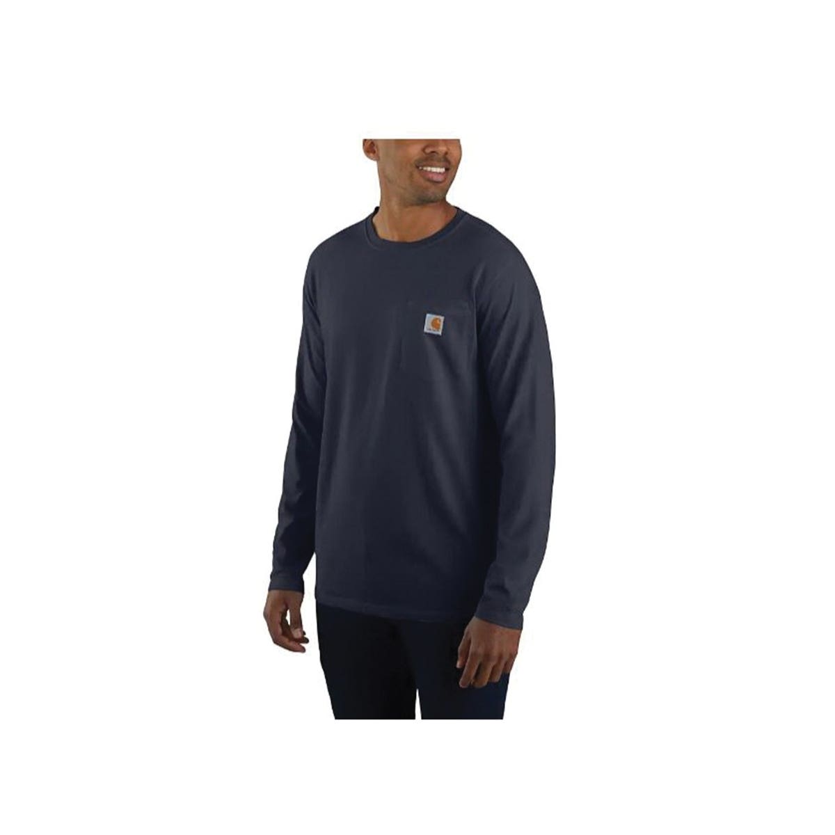 Carhartt T-Shirt, 2XL, Tall, Cotton/Polyester, Navy, Carhartt Force Label Print/Pattern, Relaxed Fit