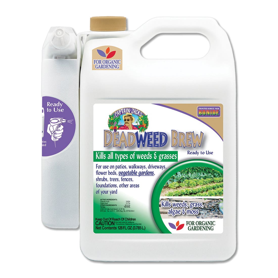 Bonide Captain Jack's Ready-to-Use Deadweed Brew with Battery Powered Sprayer, Liquid, Clear/Yellow, 1 gal