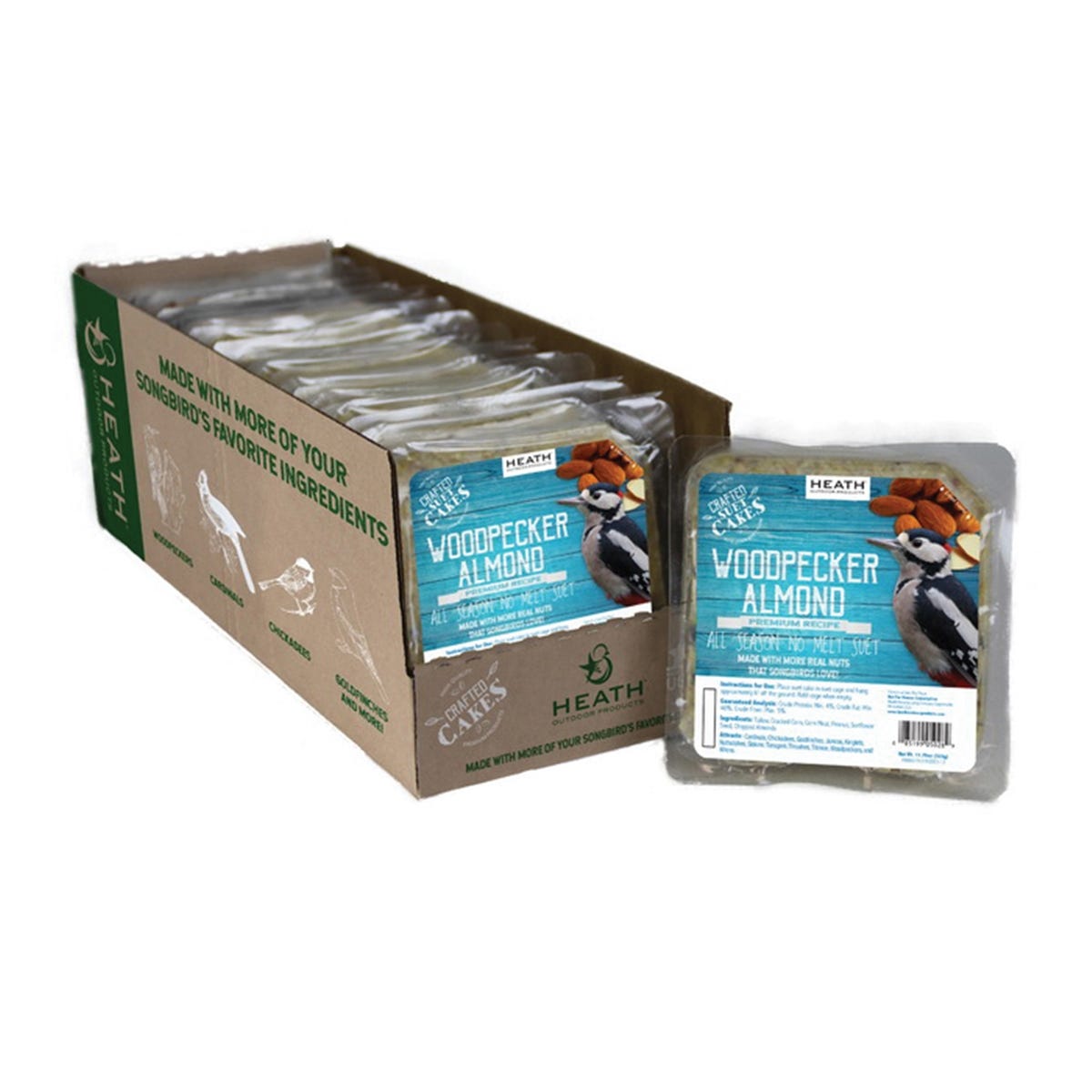 Heath Wild Bird Seed, Crafted Suet, Cake, 11.75 oz, Pack, 12/PK