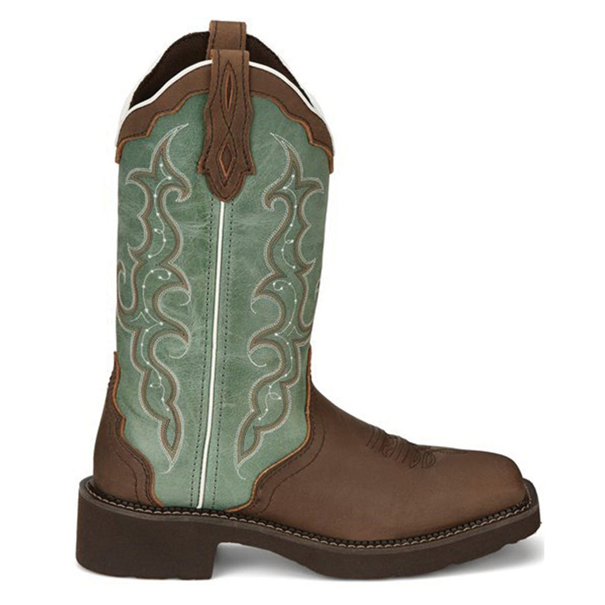 Justin Gypsy Series GY2904-8B Boots, 8, B W, Delicate White and Gold Stitch, Raya Distressed Brown, Cowhide Upper