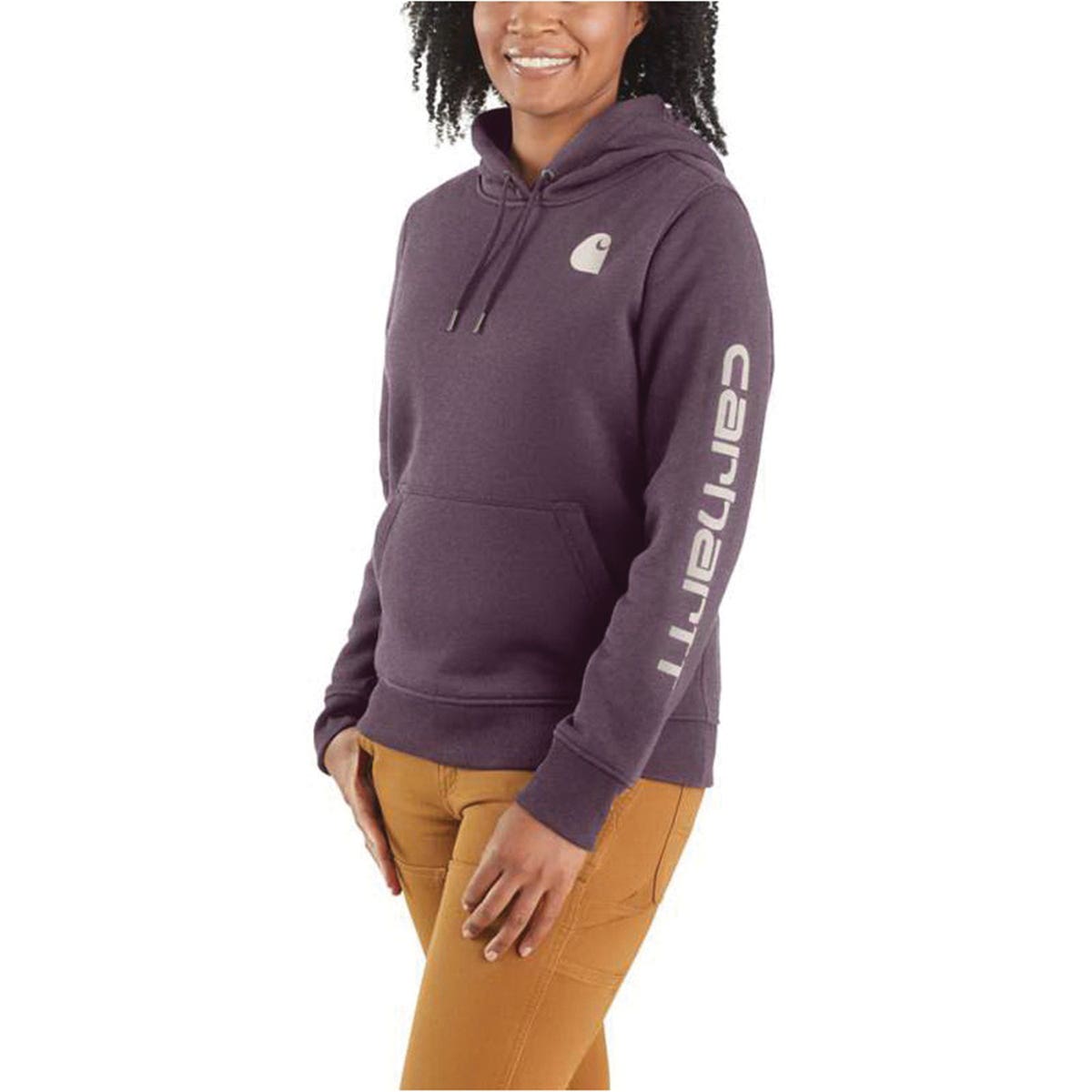 Carhartt Clarksburg Series Pullover Sweatshirt, 2XL, Cotton/Polyester, Blackberry, Hooded Collar