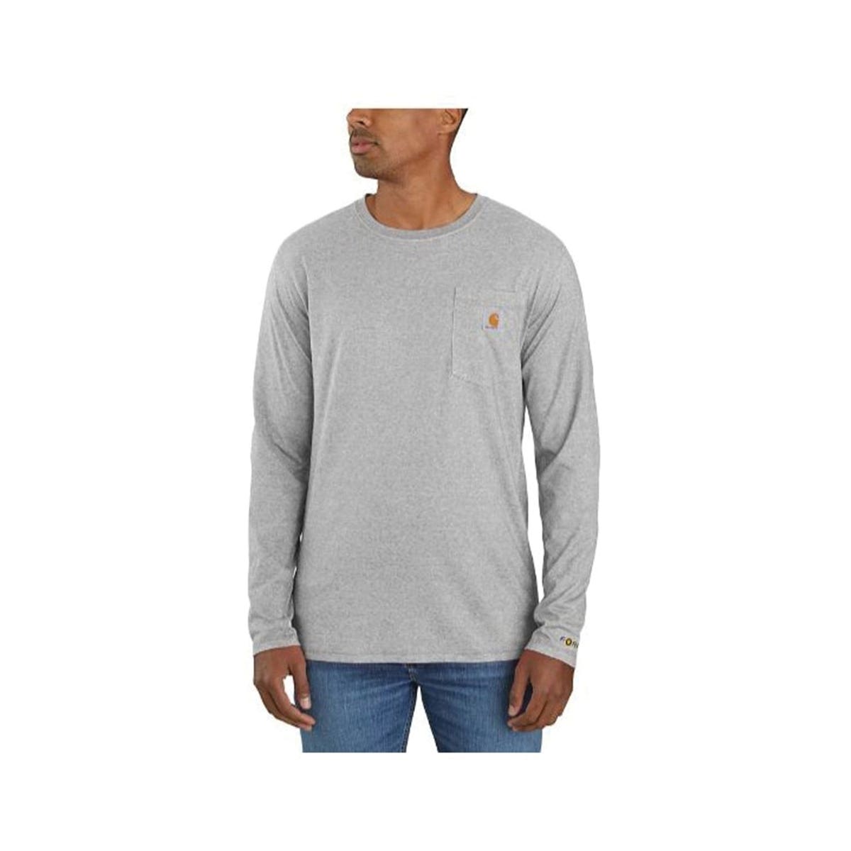 Carhartt T-Shirt, XL, Tall, Cotton/Polyester, Heather Gray, Carhartt Force Label Print/Pattern
