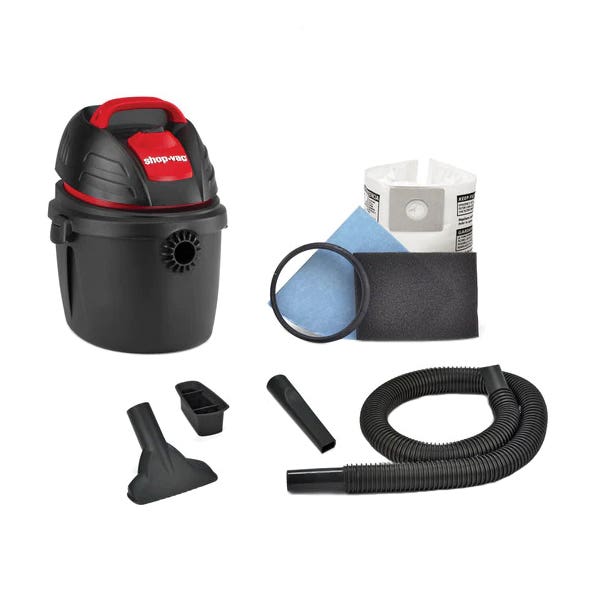 Shop-Vac 9303511 Portable Wet/Dry Vacuum, 2.5 gal, 60 cfm Air, 2.5 hp, 120 VAC, Black
