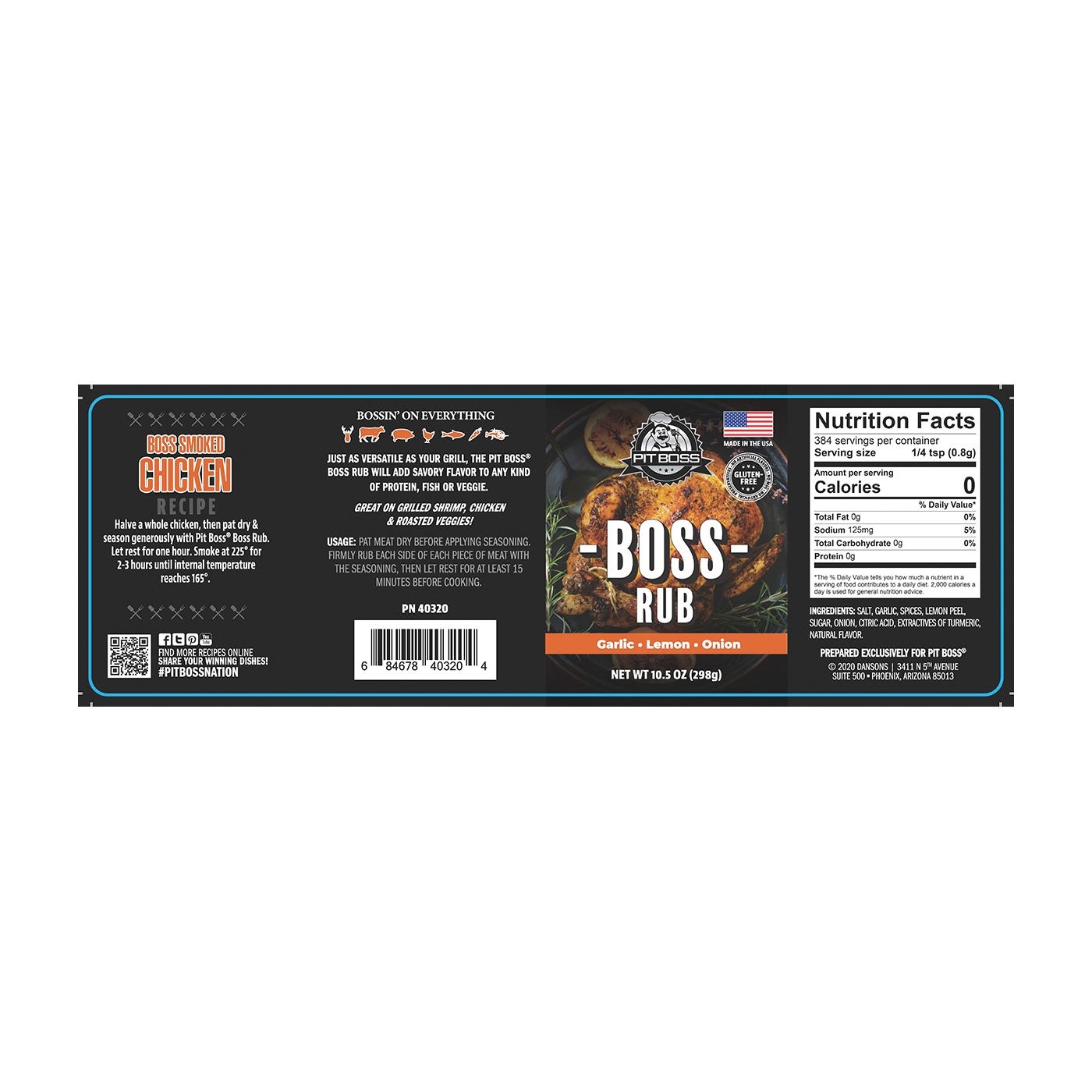 Pit Boss Boss Rub, Garlic, Lemon, Onion, 10.5 oz