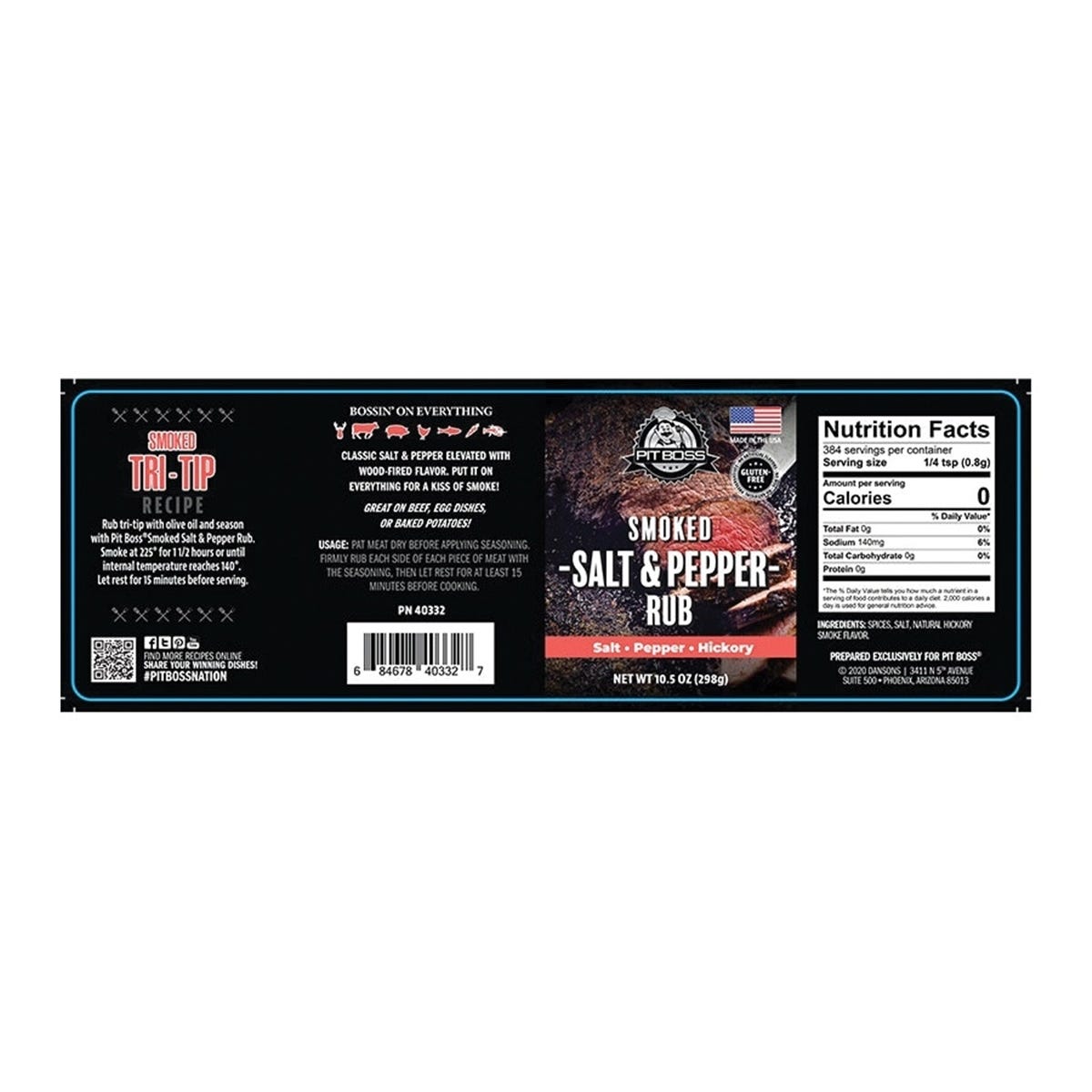 Pit Boss Smoked Rub, Hickory, Pepper, Salt, 11 oz