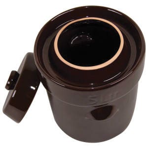 LEM Fermentation Crock with Lid, 5 L Capacity, Stoneware Clay