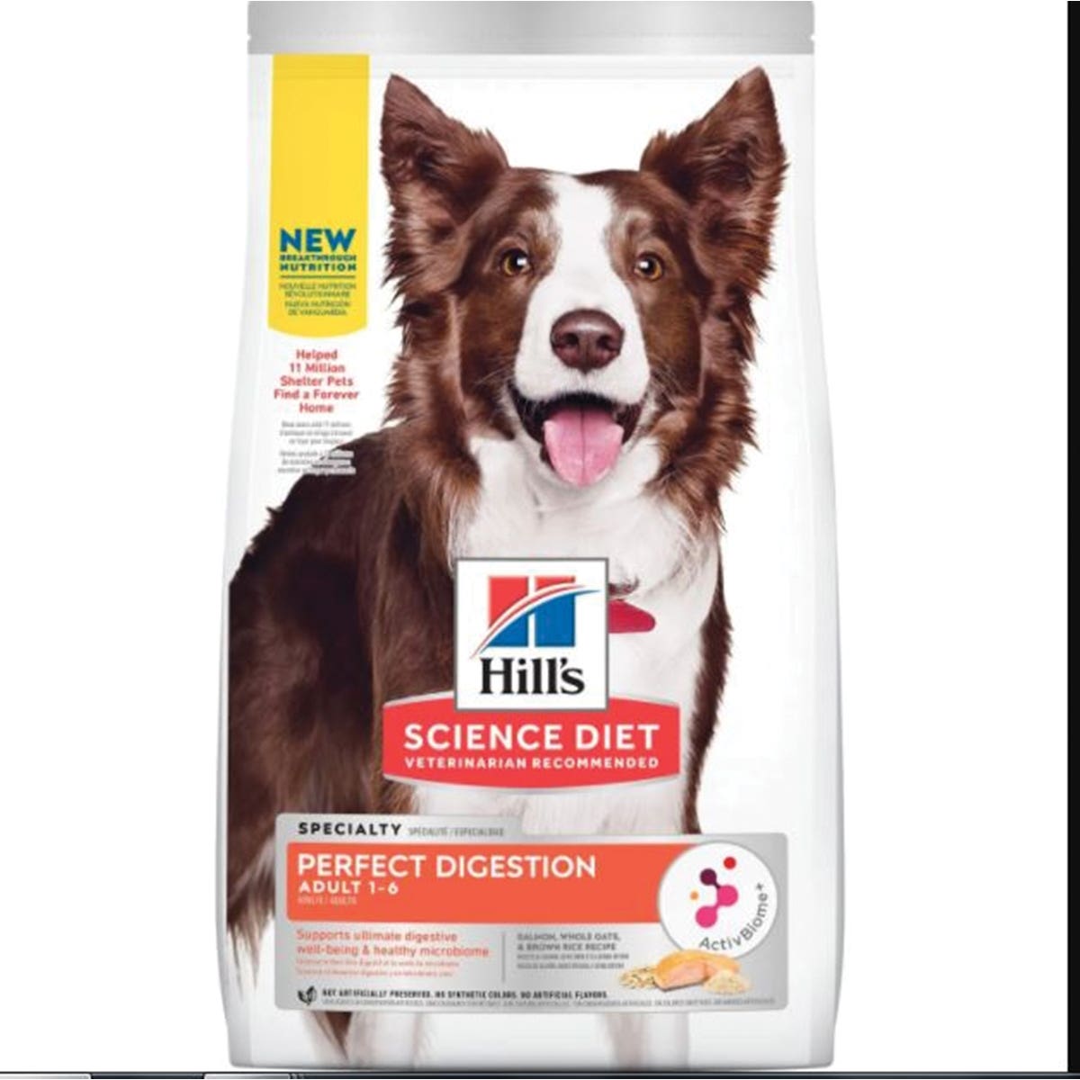 Science Diet Perfect Digestion Series 605826 Dog Food, Adult Breed, Dry, Brown Rice, Salmon, Whole Oats Flavor, 22 lb
