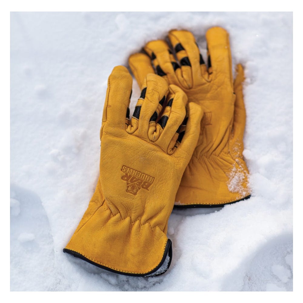 Bear Knuckles D373-L Driver Gloves, L, Wing Thumb, Shirred Elastic Cuff, Cowhide Leather, Lined