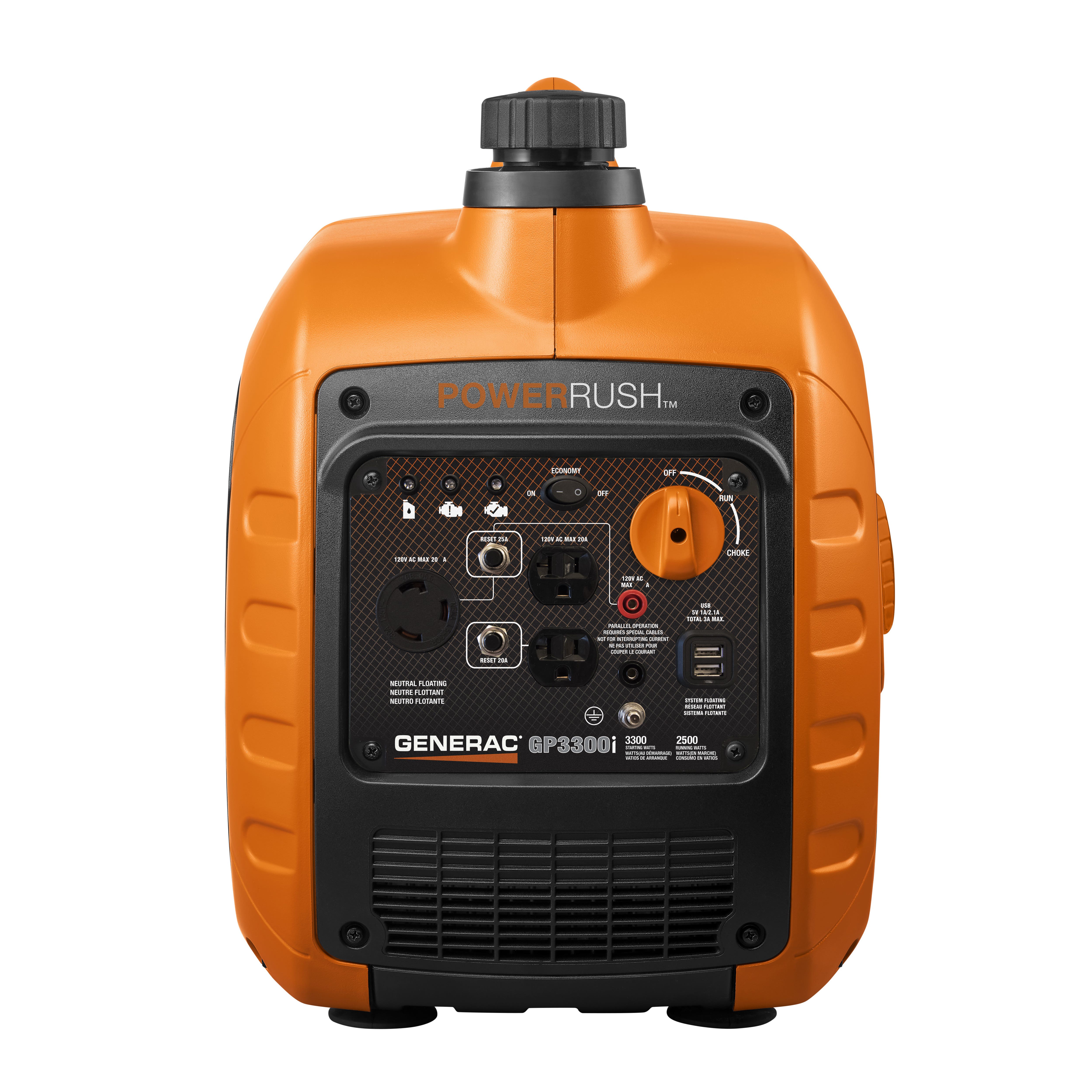 Generac GP3300i Series 7154 Portable Generator, 20.83 A, 120 V, 2500 W Output, Gasoline, 1.06 gal Tank