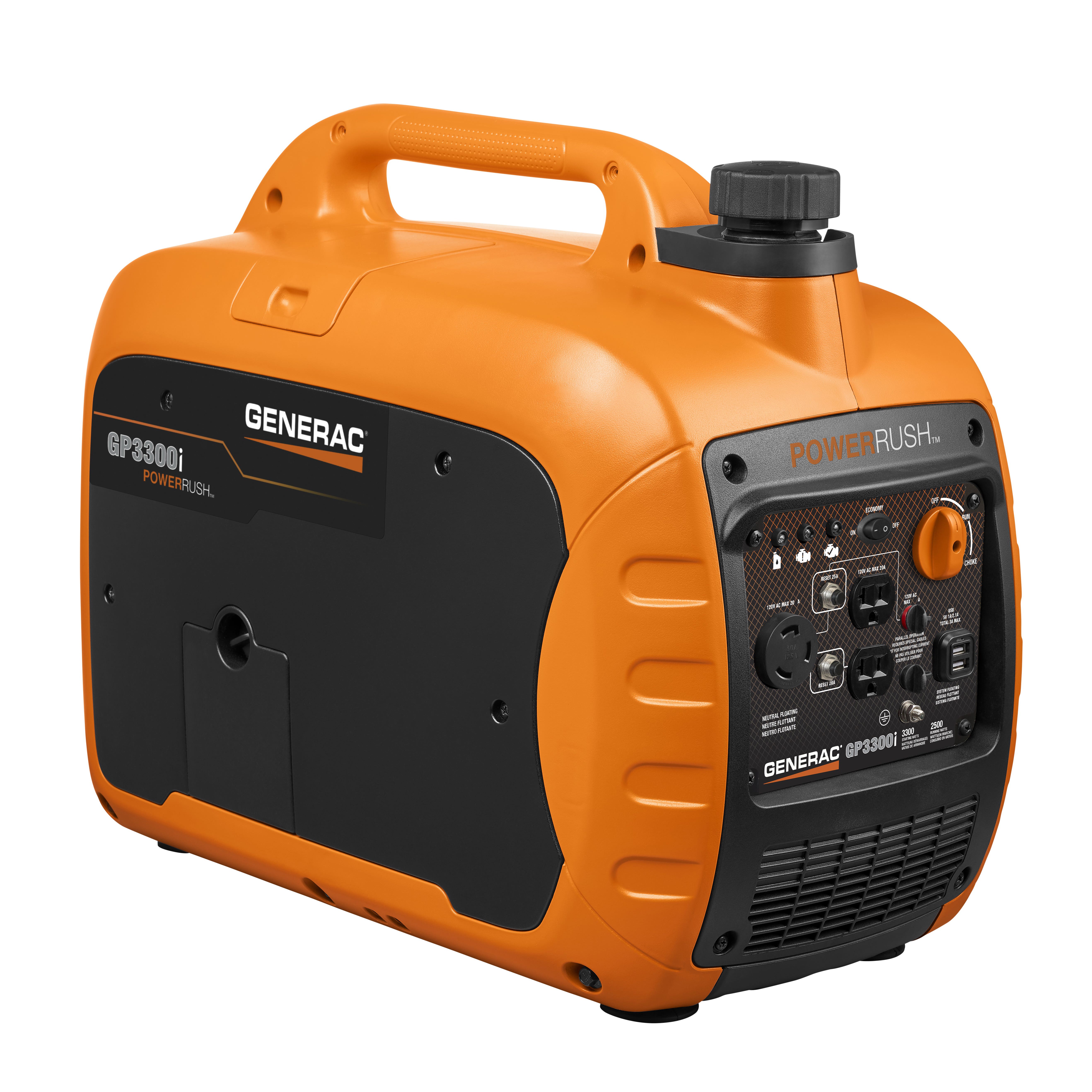 Generac GP3300i Series 7154 Portable Generator, 20.83 A, 120 V, 2500 W Output, Gasoline, 1.06 gal Tank