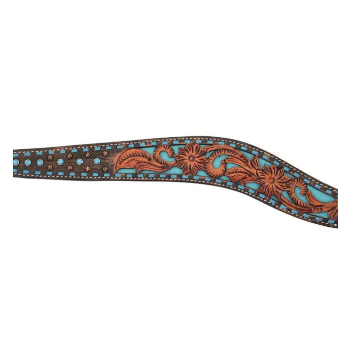 Circle Y Bronco Blue Series Texas Flower Breast Collar, 2 in W, Chocolate
