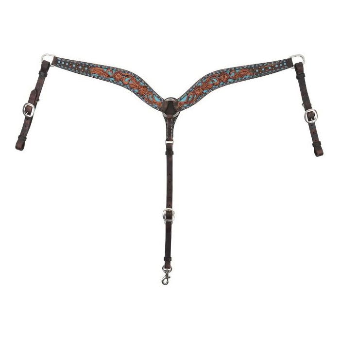 Circle Y Bronco Blue Series Texas Flower Breast Collar, 2 in W, Chocolate