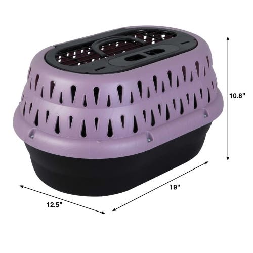 Petmate 41455 Top Load Cat Kennel, 12-1/2 in W, 10.8 in H, 19 in D, Plastic, Pearl Bubble Grape, Carry Handle, Cat, Dog