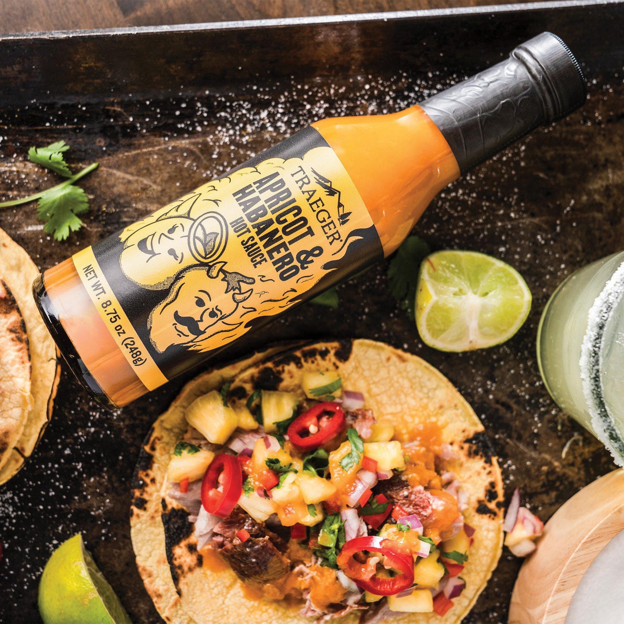 Traeger Hot Sauce, Apricot, Habanero Flavor, 8.75 oz Bottle