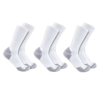 Carhartt Crew Socks, Breathable, Midweight, Men's, L, Cotton/Elastane/Nylon/Polyester, White