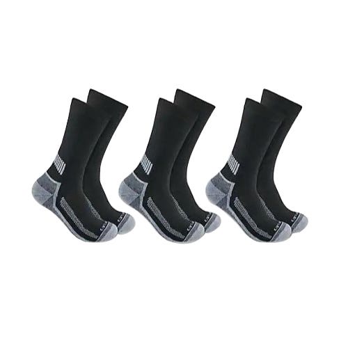Carhartt FORCE Series Crew Socks, Breathable, Midweight, Men's, XL, Elastane/Polyester, Black
