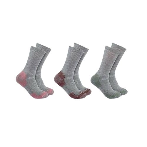 Carhartt Crew Socks, Breathable, Midweight, Women's, L, Cotton/Elastane/Nylon/Polyester, Gray