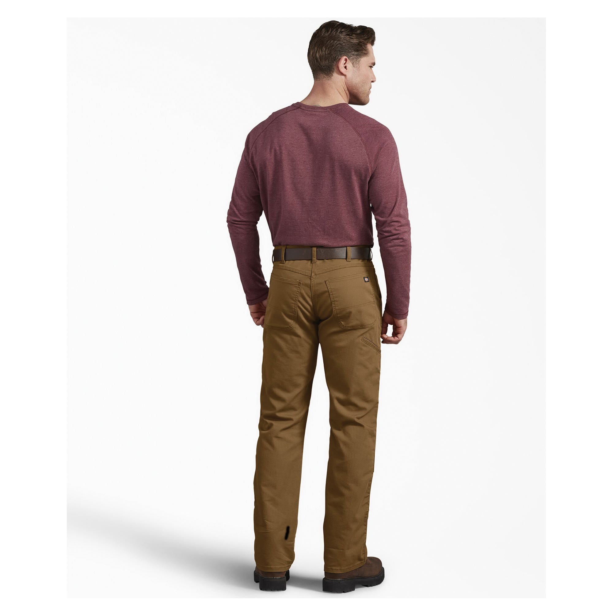 Dickies Double Knee Pants, 32 in Waist, 34 in L Inseam, Stonewash Brown Duck, Regular, Straight Fit