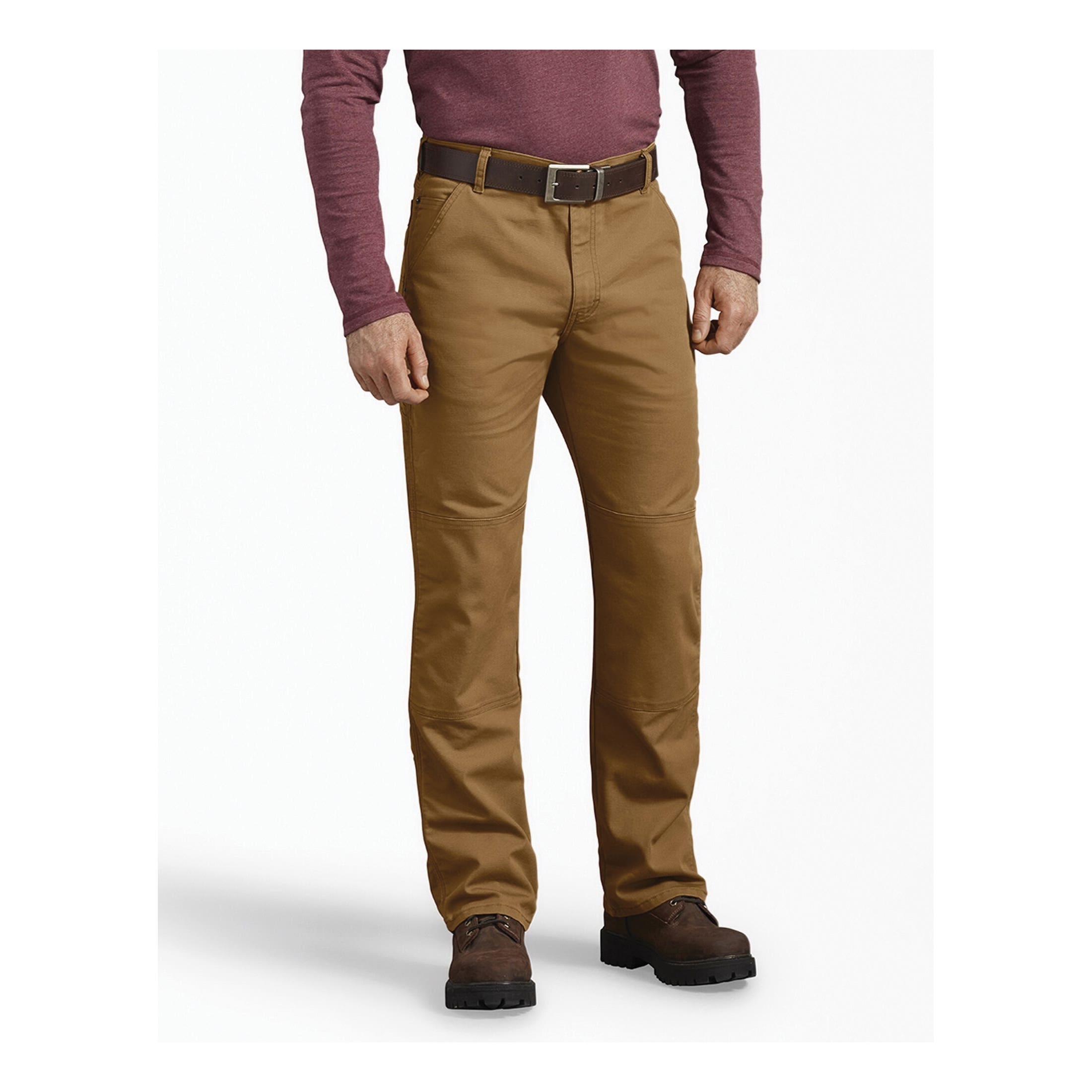Dickies Double Knee Pants, 32 in Waist, 34 in L Inseam, Stonewash Brown Duck, Regular, Straight Fit