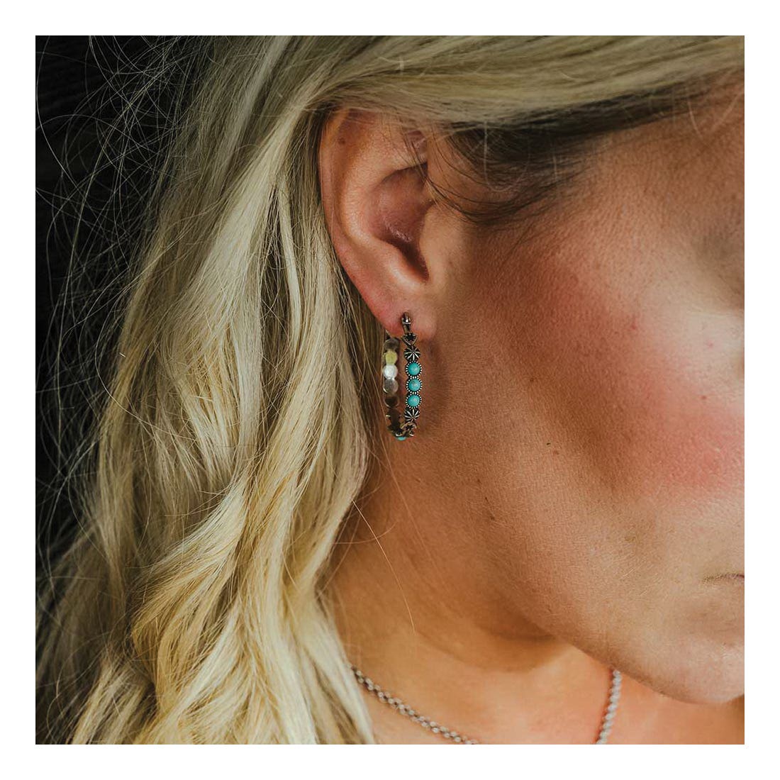 Montana Silversmiths Round N Round Turquoise Hoop Earring