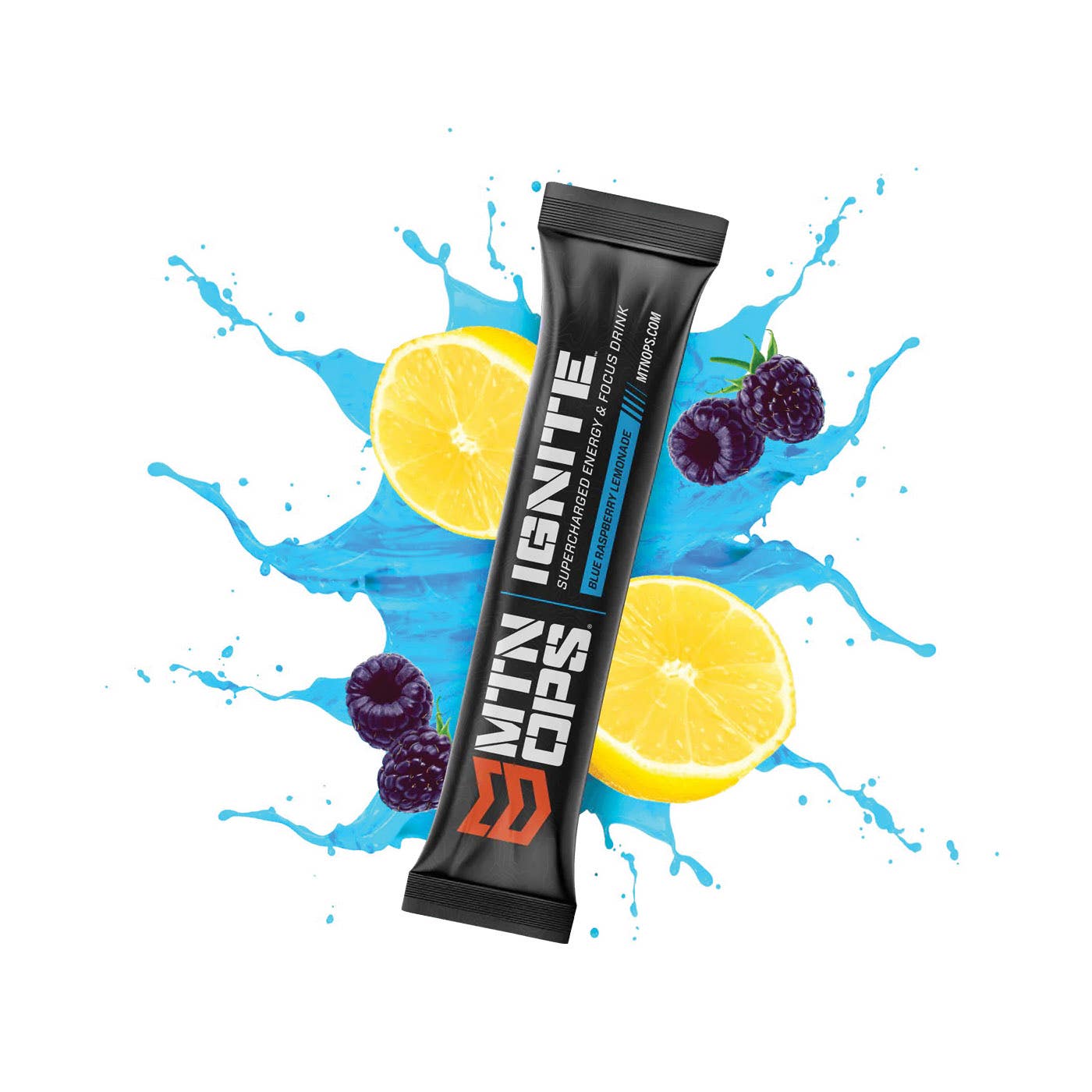 Mtn Ops IGNITE Supercharged Energy and Focus Drink, Blue Raspberry Lemonade, Pack