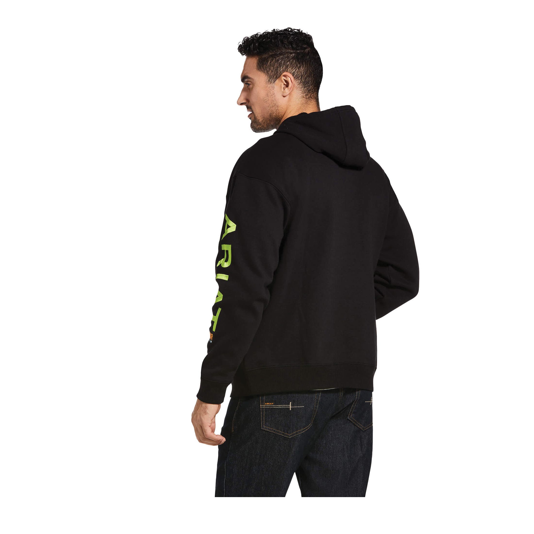 Ariat Rebar Series Hoodie, 2XL, Cotton/Polyester, Black/Lime