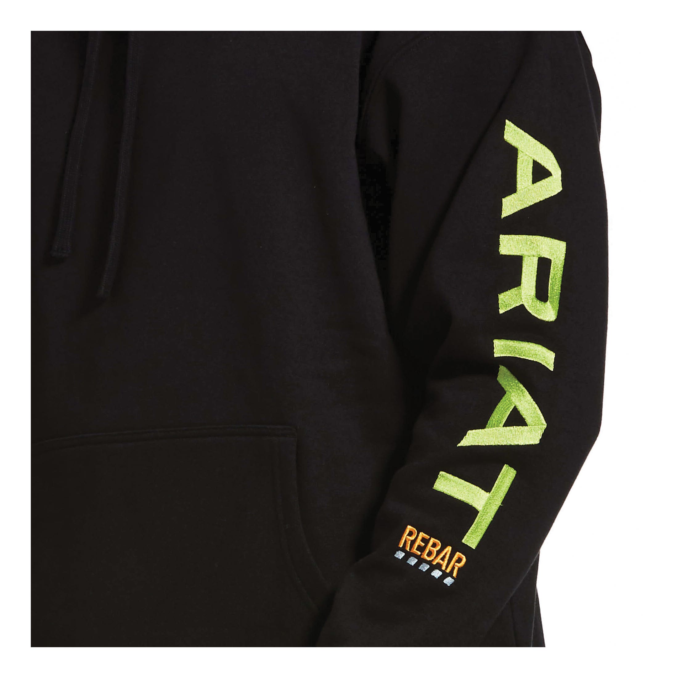Ariat Rebar Series Hoodie, 2XL, Cotton/Polyester, Black/Lime