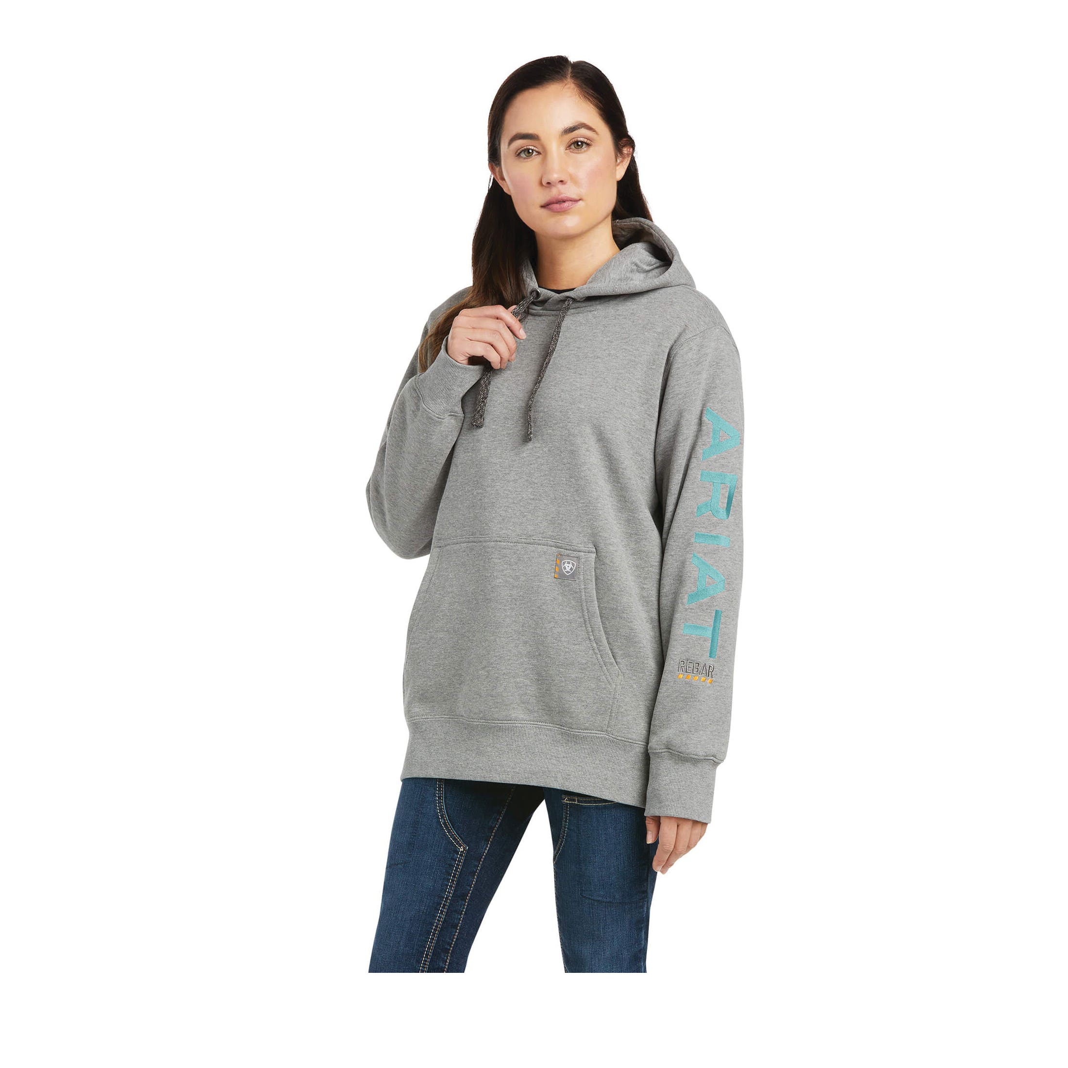 Ariat Rebar Series Hoodie, L, Cotton/Polyester, Heather Gray