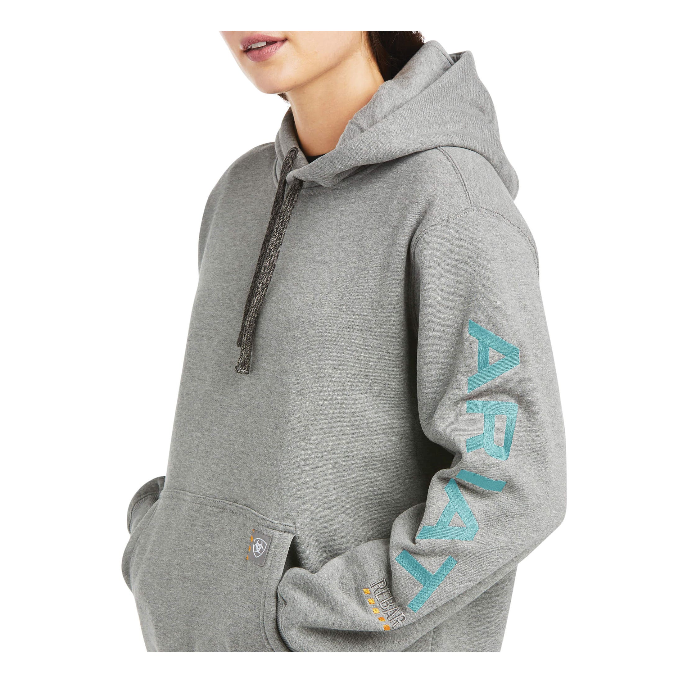 Ariat Rebar Series Hoodie, XL, Cotton/Polyester, Heather Gray