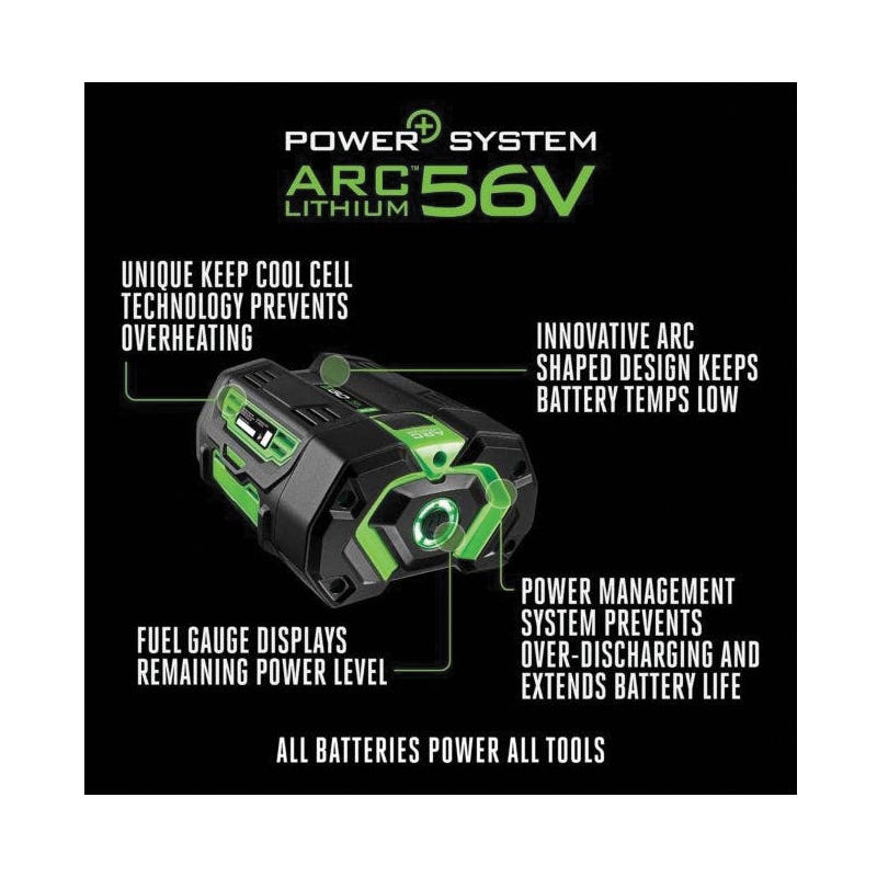 EGO ARC Lithium BA2242T Battery, 56 V Battery, 4 Ah, 30, 70 min Charging