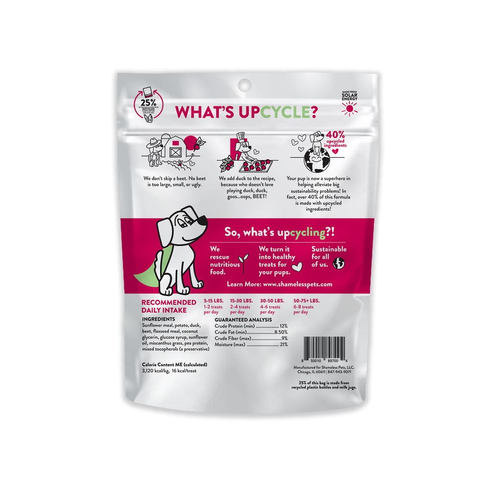 Shameless Pets SHP89700 Soft Baked Dog Treat, All Breed, Duck, Beet Flavor, 6 oz Bag