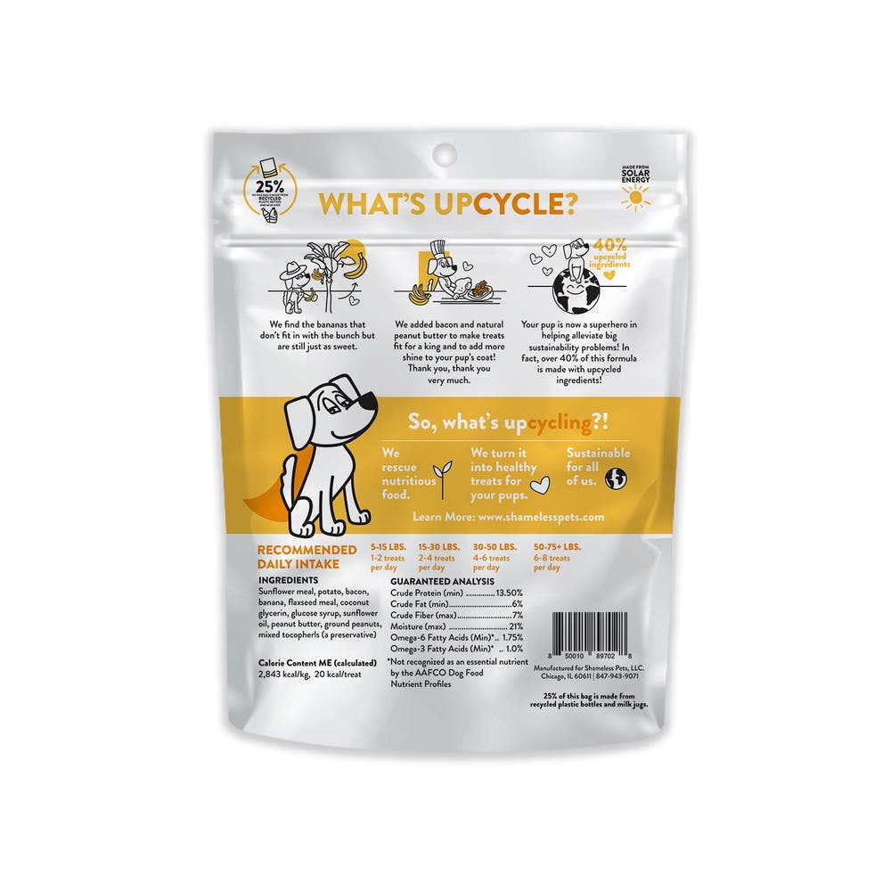 Shameless Pets SHP89702 Soft Baked Dog Treat, All Breed, Banana, Bacon Flavor, 6 oz Bag