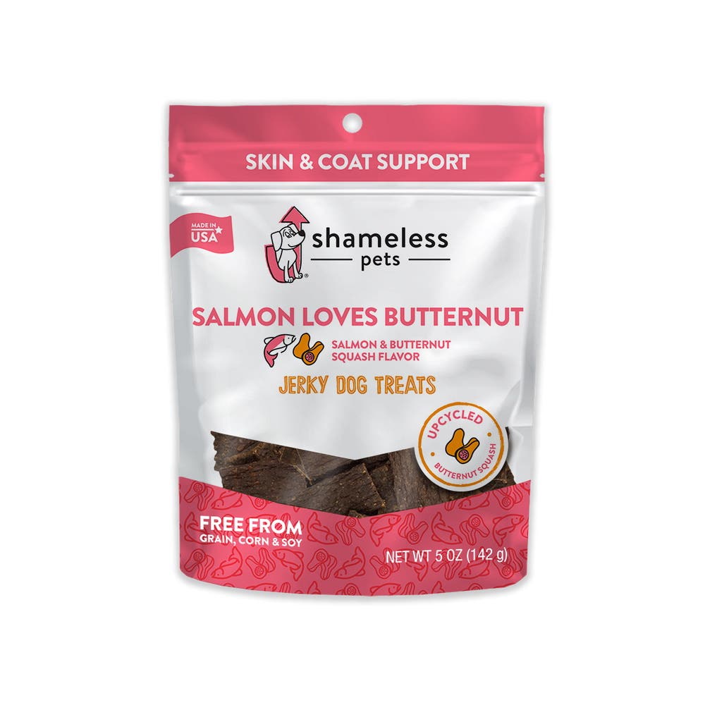 Shameless Pets SHP89721 Jerky Bite Sized Dog Treat, All Breed, Salmon, Butternut Squash Flavor, 5 oz Bag