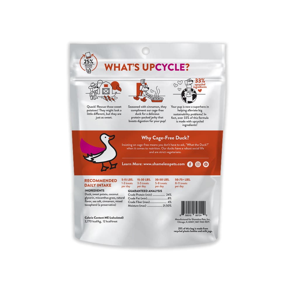 Shameless Pets SHP89724 Jerky Bite Sized Dog Treat, All Breed, Duck, Sweet Potato Flavor, 5 oz Bag
