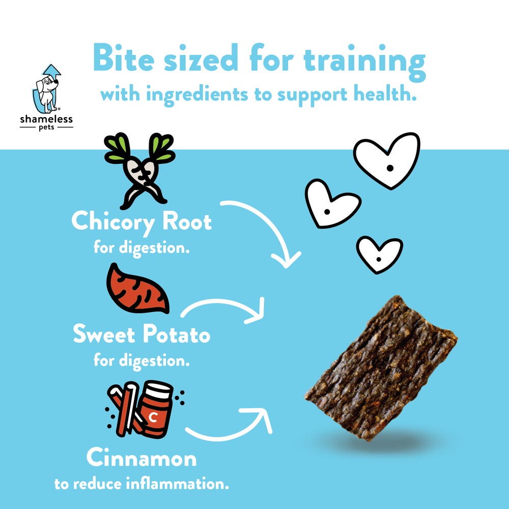 Shameless Pets SHP89724 Jerky Bite Sized Dog Treat, All Breed, Duck, Sweet Potato Flavor, 5 oz Bag