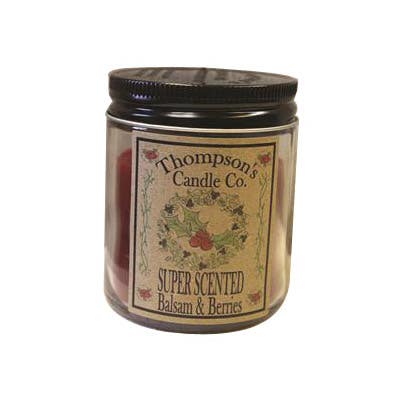 Thompson's Candle Co Mini Mason Jar Candle, 6 oz Candle, Balsam and Berries Fragrance, 30 hr Burning