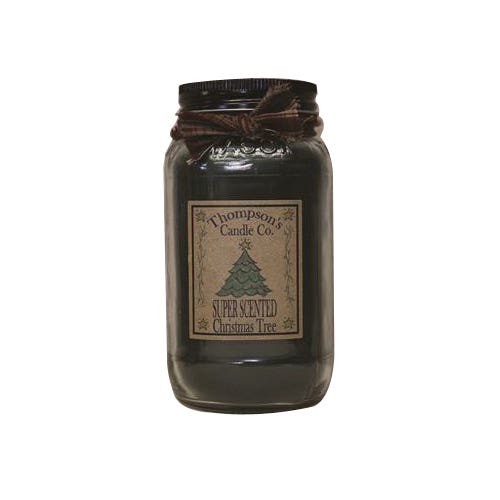 Thompson's Candle Co Large Mason Jar Candle, 20 oz Candle, Christmas Tree Fragrance, 85 hr Burning