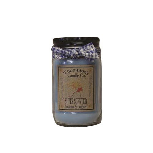 Thompson's Candle Co Small Mason Jar Candle, 12 oz Candle, Sunshine and Laughter Fragrance, 55 hr Burning