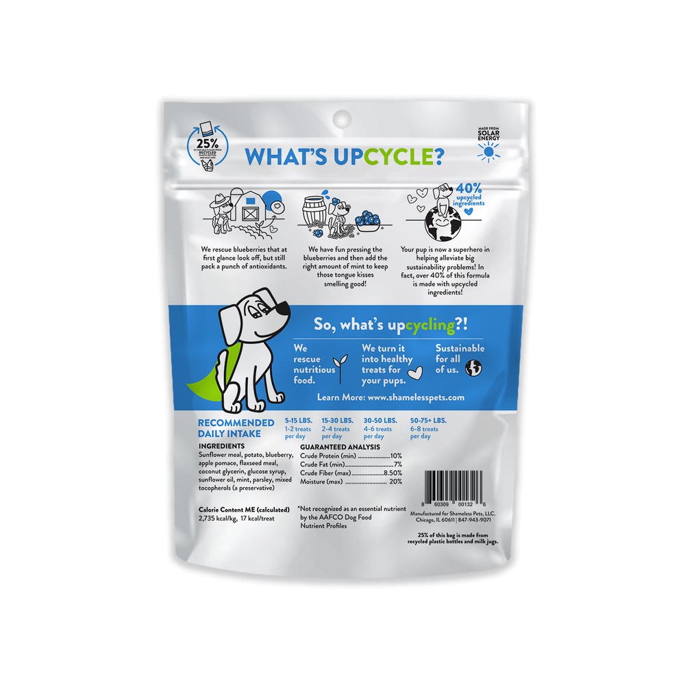 Shameless Pets SHP00132 Soft Baked Dog Treat, All Breed, Blueberry, Mint Flavor, 6 oz Bag