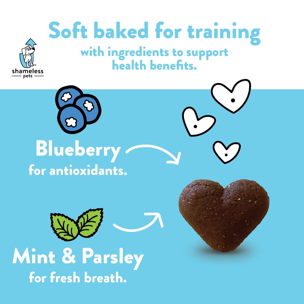 Shameless Pets SHP00132 Soft Baked Dog Treat, All Breed, Blueberry, Mint Flavor, 6 oz Bag