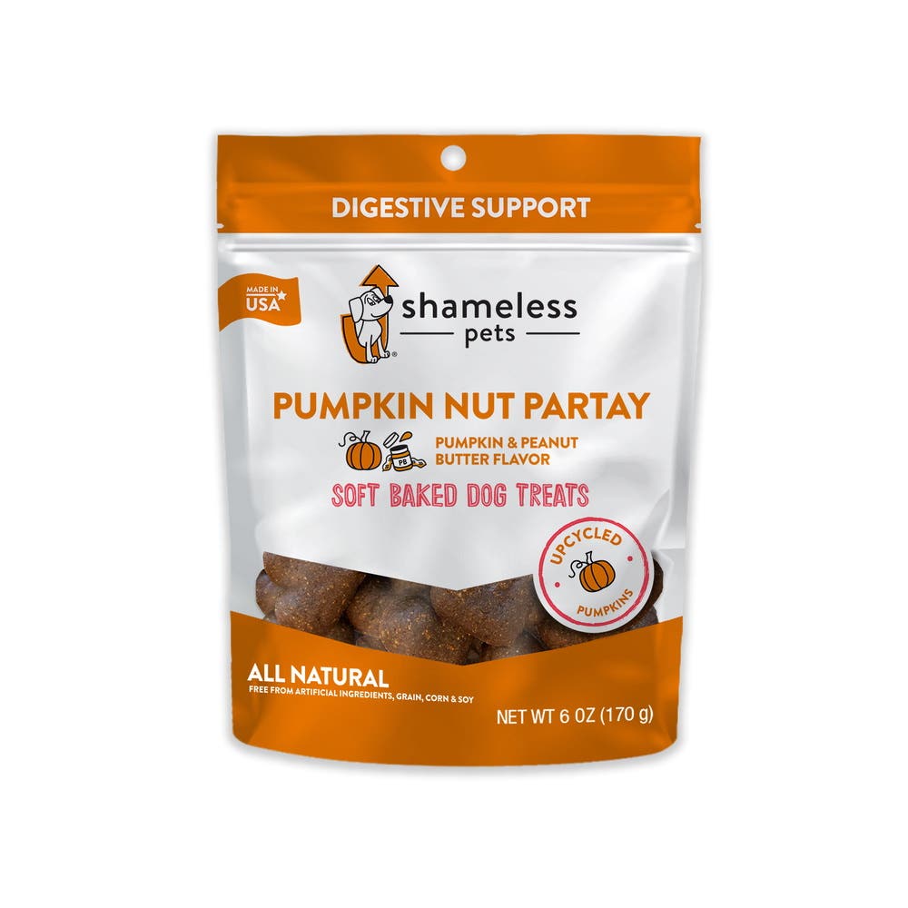 Shameless Pets SHP00133 Soft Baked Dog Treat, All Breed, Pumpkin, Peanut Butter Flavor, 6 oz Bag