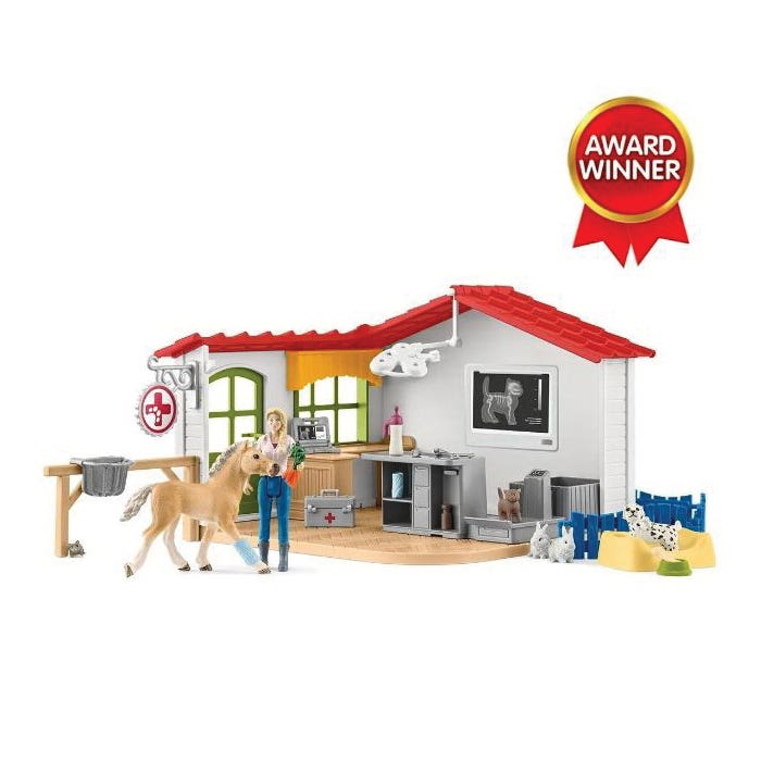 Schleich-S Playset, Veterinarian Practice with Pets, 27-Piece