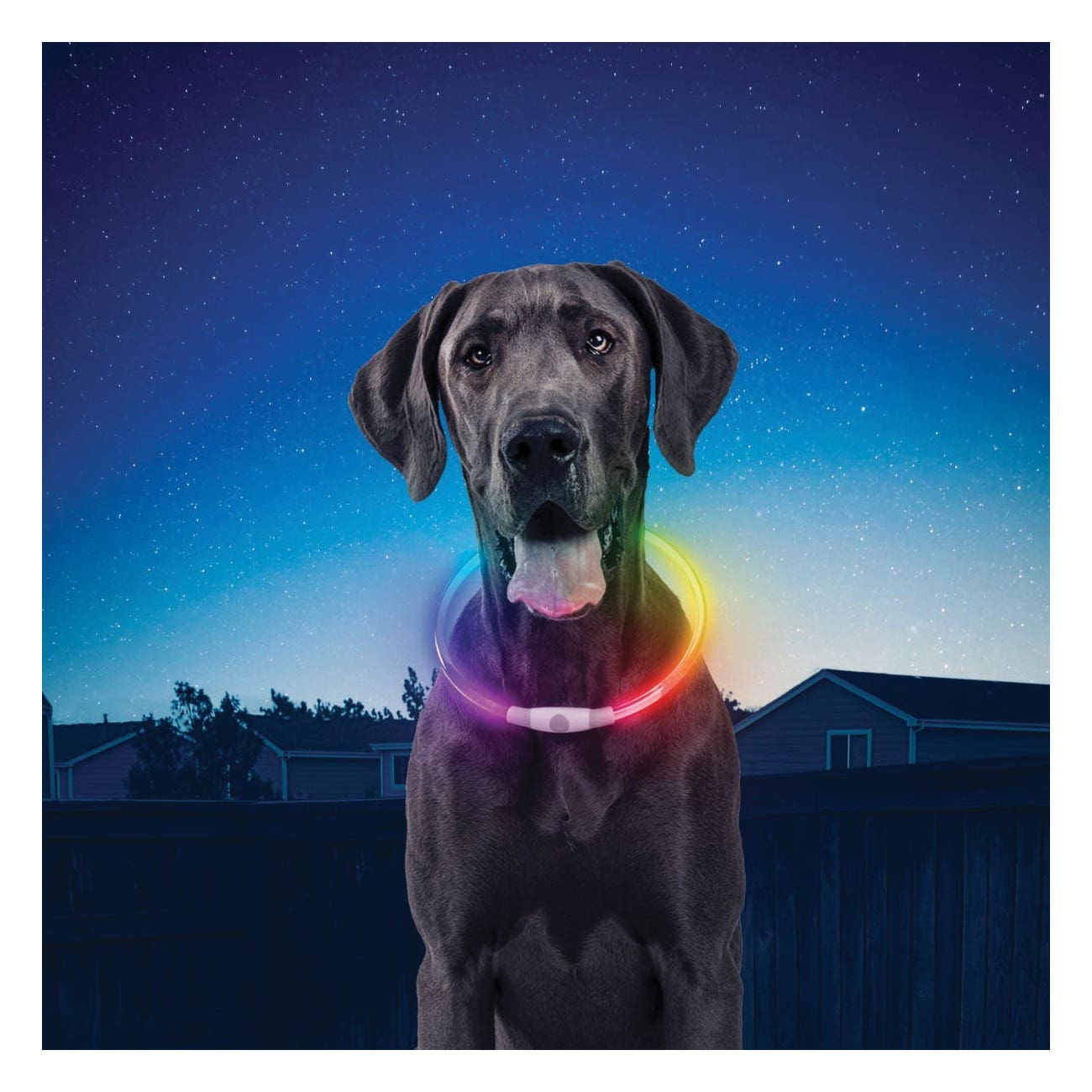 NiteHowl Mini Rechargeable Safety Necklace, 9.5 to 14.8 in L, 1 in W, Polymer, Blue/Green/Red