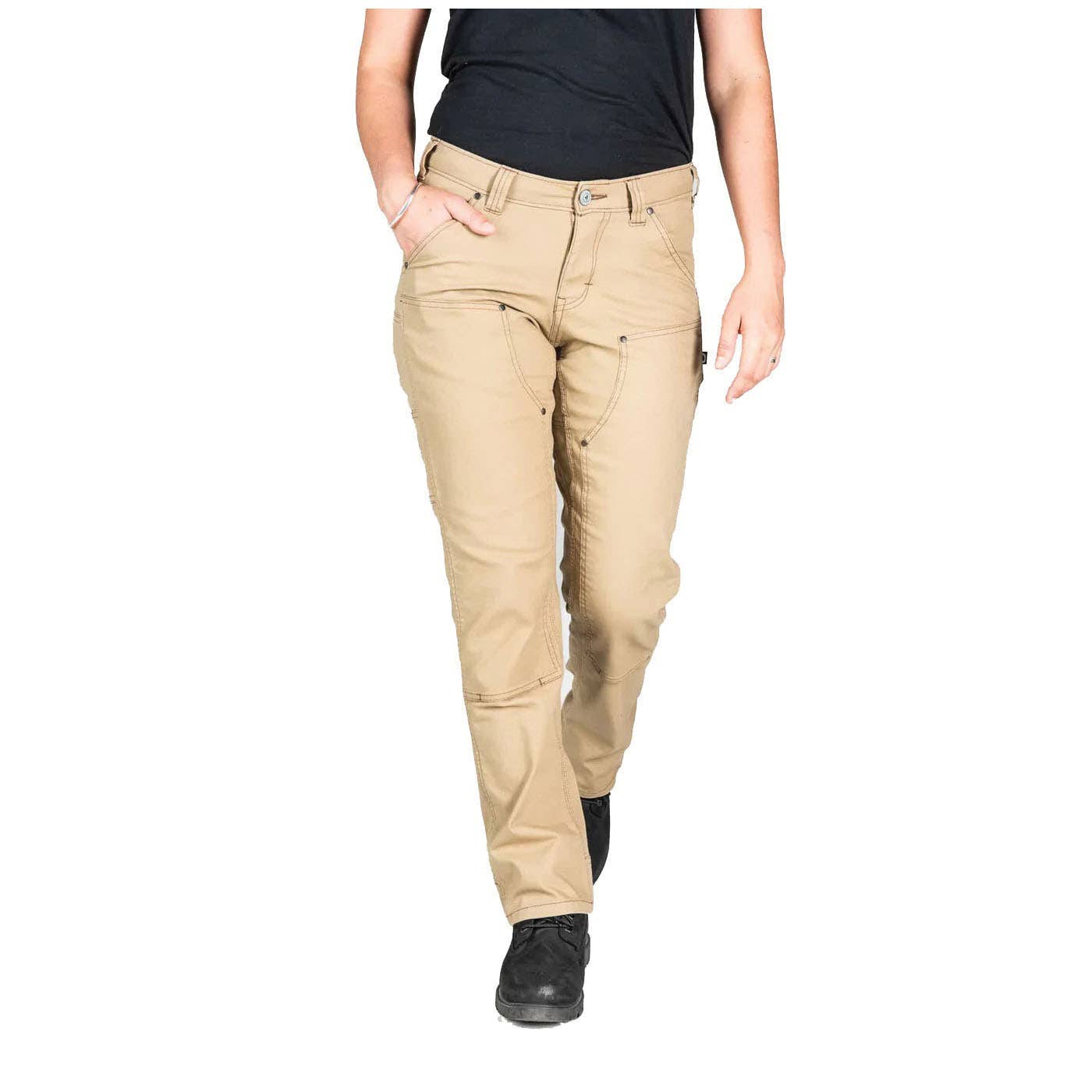 Dovetail Workwear Anna Series Taskpants, 4, 26-1/2 to 29 in, 32 in L, Khaki, Relaxed, Straight Leg