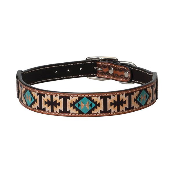 Weaver Pet Painted Aztec Leather Collar, 23 inch