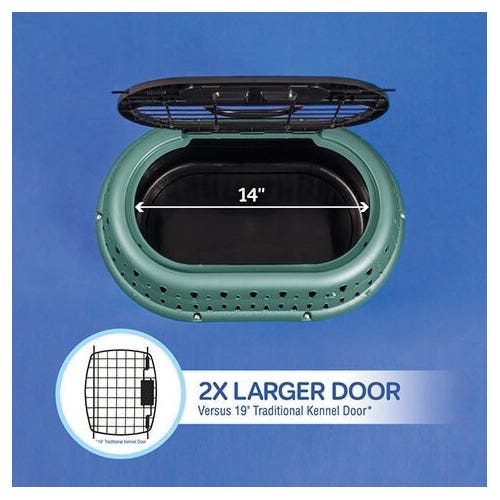 Petmate 41454 Top Load Cat Kennel, 12-1/2 in W, 10.8 in H, 10 lb, Plastic, Pearl Green Frost